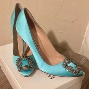 Manolo Blahnik Hangisi Tiffany Blue 105mm Heels